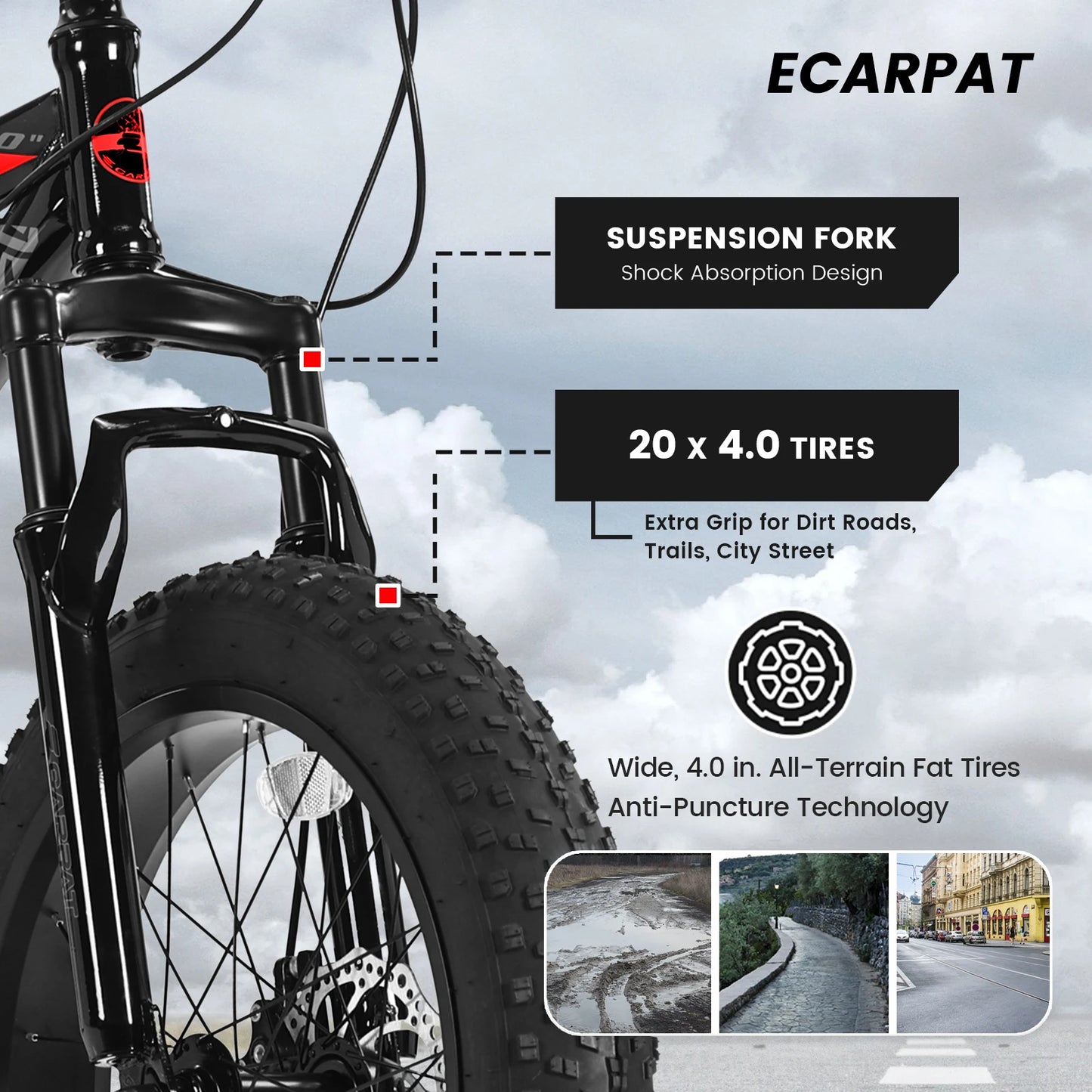 20 Inch Kids' Bike, 4-Inch Wide Fat Tire Mountain Bike, 7 Speed
