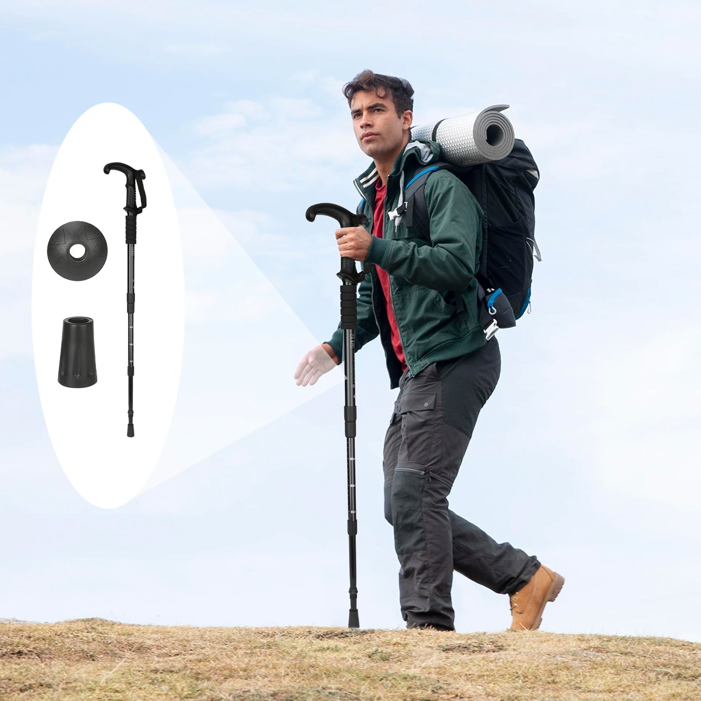 Hiking Stick Trekking Poles Mountaineering Telescopic Stick.