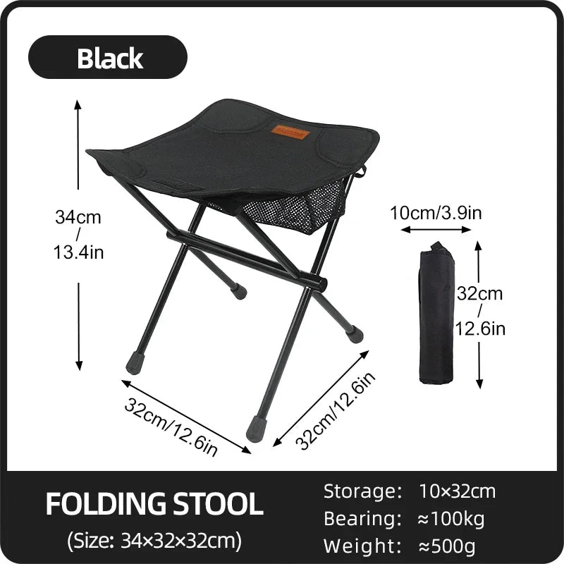 Outdoor Portable Folding Stool Aluminum Alloy Minin Storage Chair.