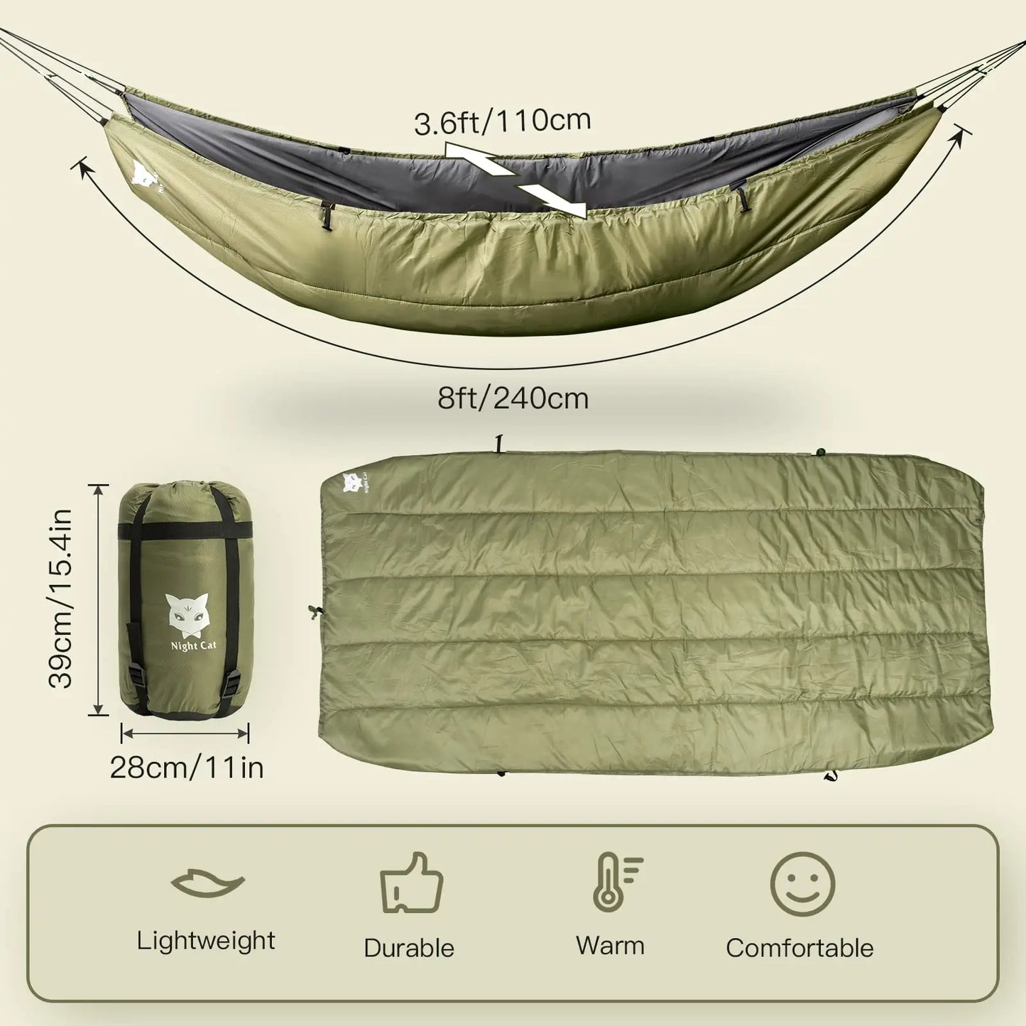 Hammock Insulated Under Blanket 4 Seasons Lightweight Soft Warm
