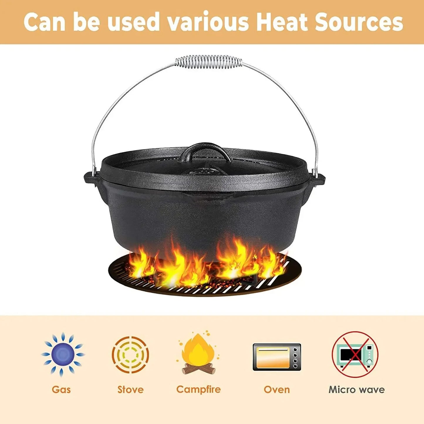 12 L Dutch Oven Cast Iron Fire Pot .