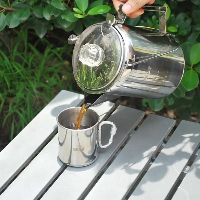 Camping Percolator Coffee Pot Distilled Coffee Pot Stainless Steel Coffee Stovetop 9 Cup Mocha Coffee Pot For Camping Accessory