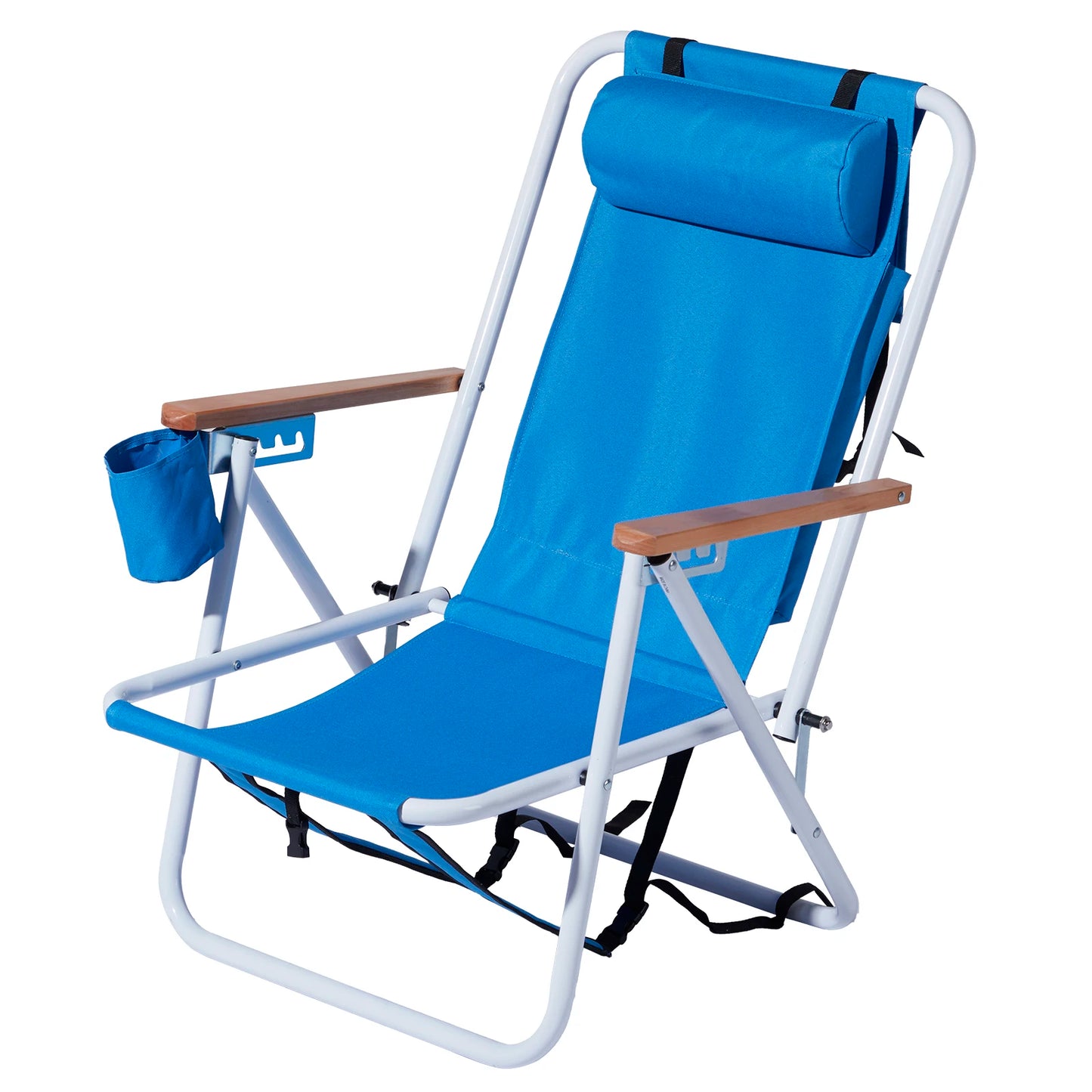 2PCS Portable High Strength Beach Chair with Adjustable Headrest,