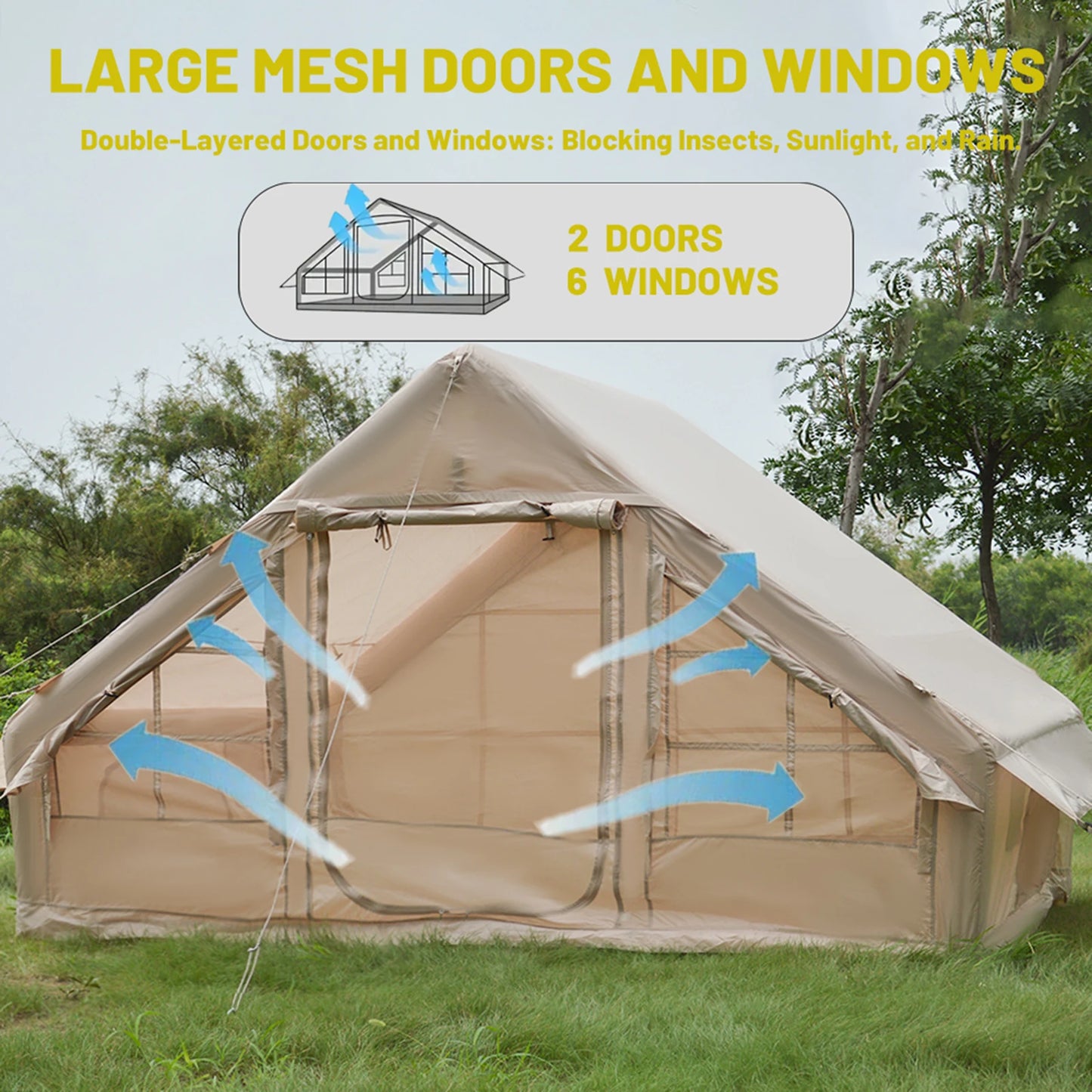 Inflatable Camping Tent Easy Setup Waterproof Windproof .