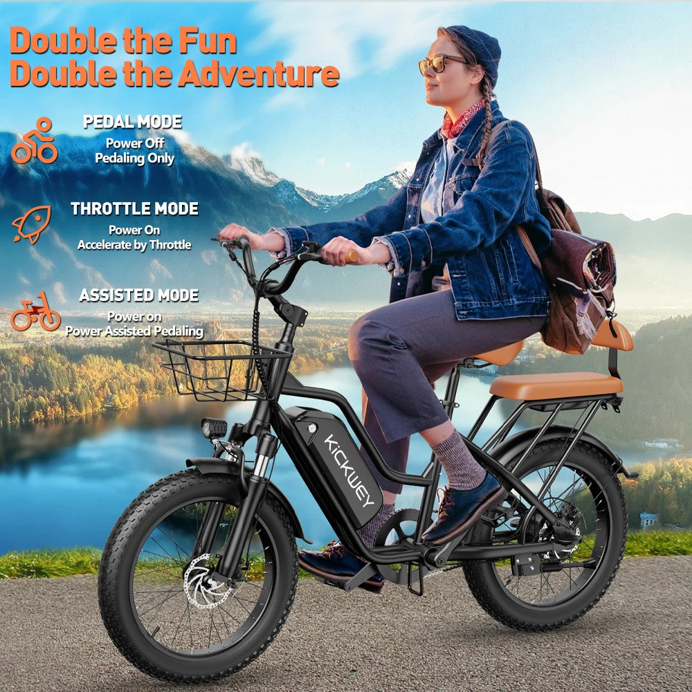 Electric Bike for Adults 20'' 1500W Peak Ebike, Up to 50 Miles 32MPH.