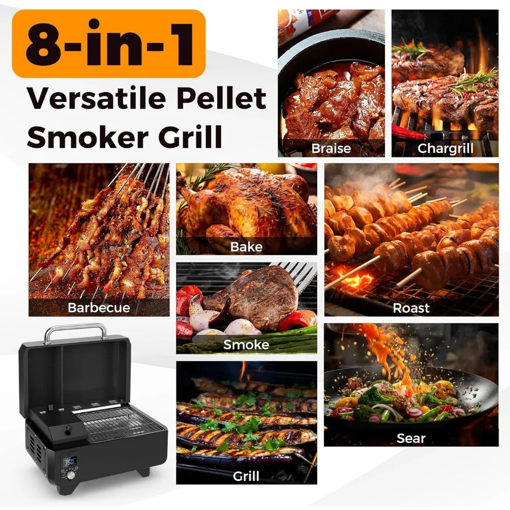 Portable Tabletop Wood Pellet Smoker with Temperature Control.