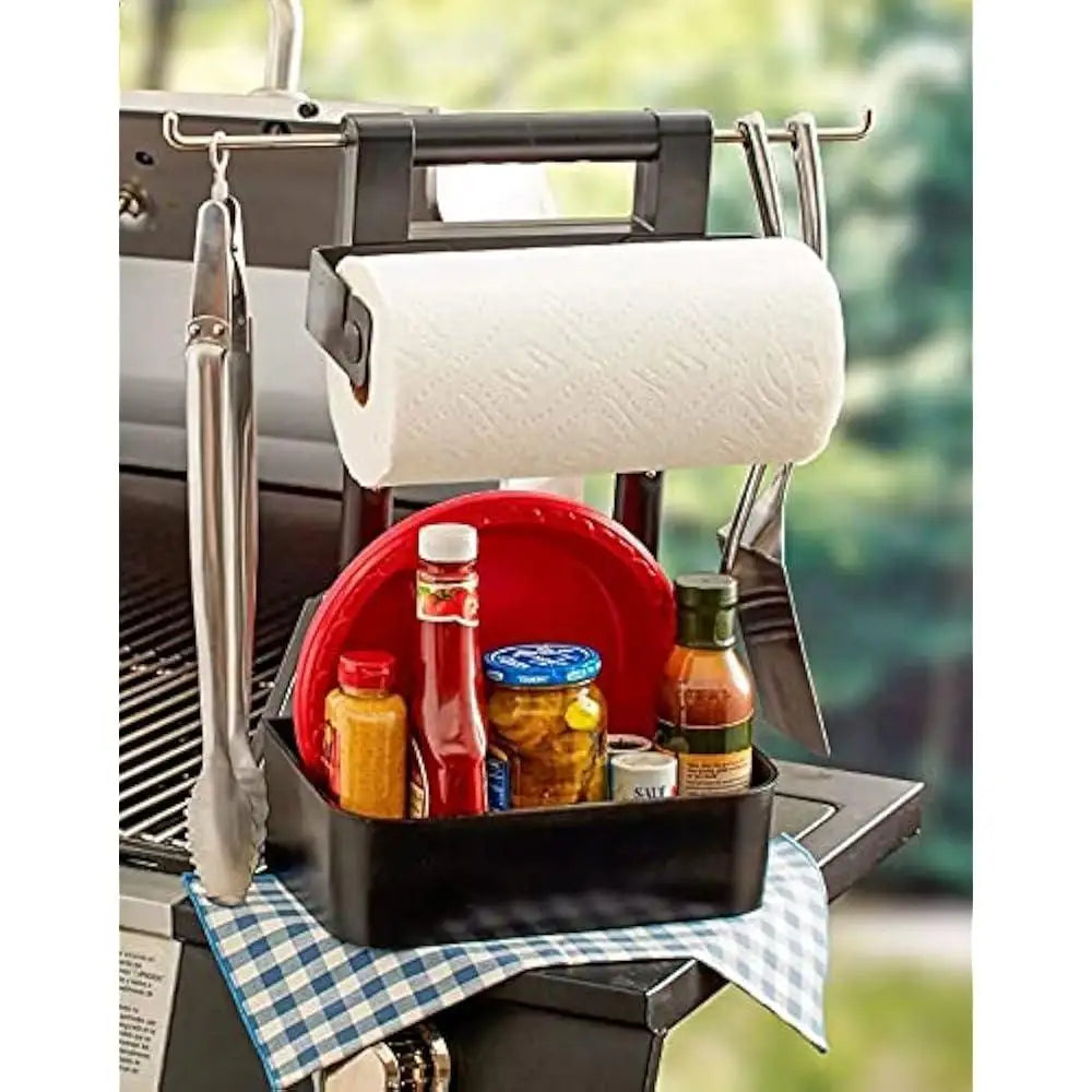 Adjustable BBQ Caddy with Hooks Portable Grilling Organizer