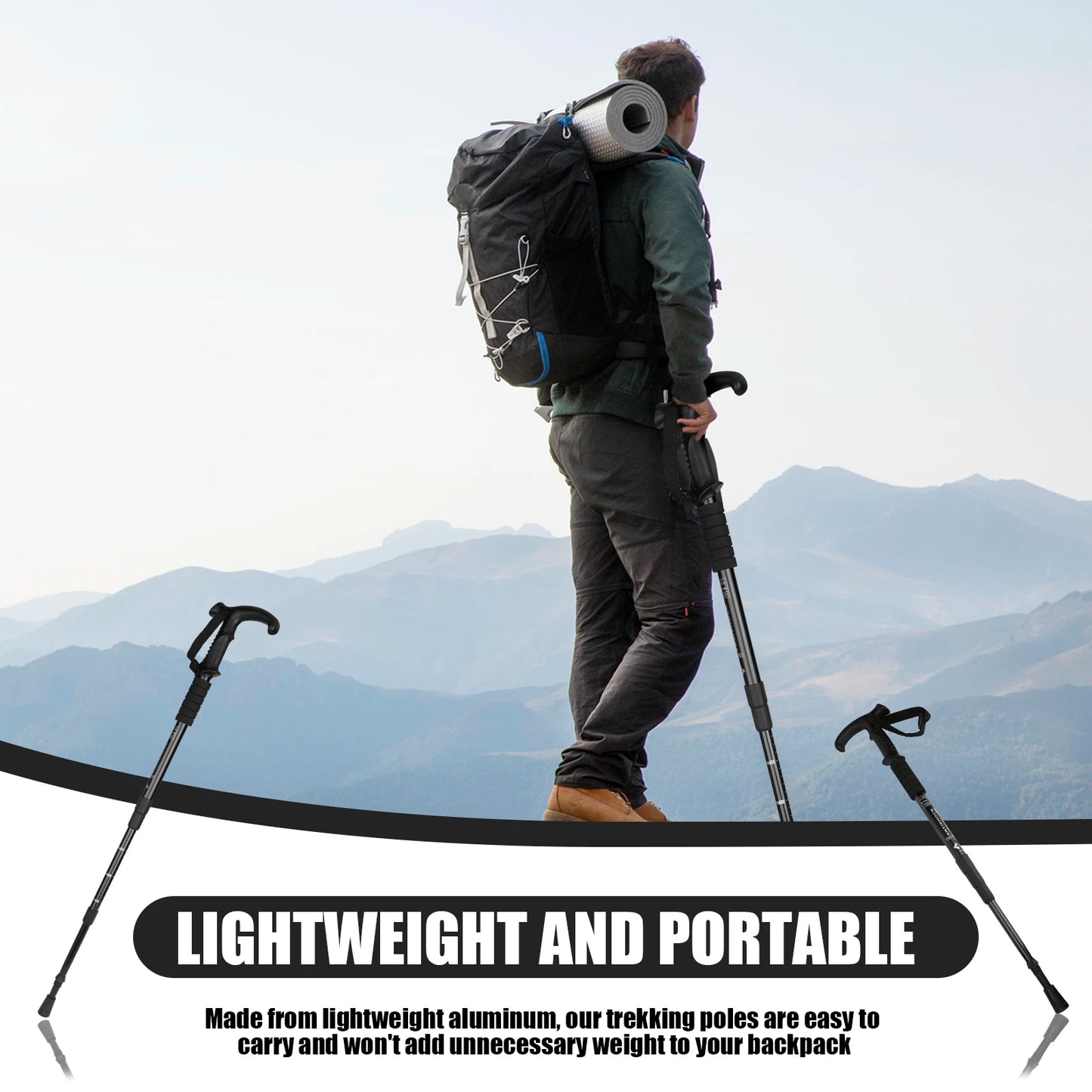 Hiking Stick Trekking Poles Mountaineering Telescopic Stick.