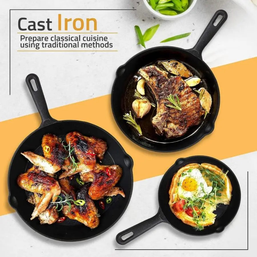 3PCS\4PCS\5pcs Cast Iron Skillet Set 6 Inch/8 Inch/10 Inch Cast Iron Frying Pan.