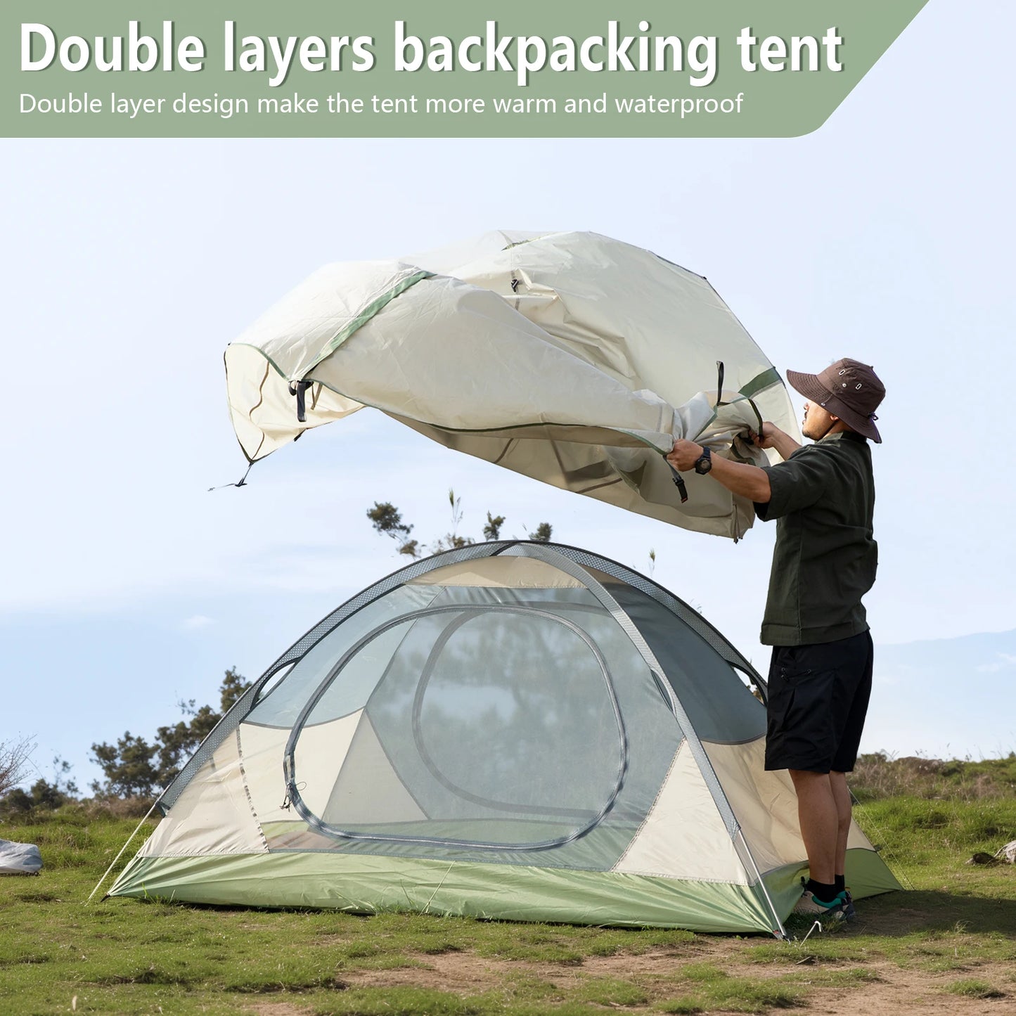 Ultralight Outdoor Camping Tent 2 Person Double Layer Waterproof.