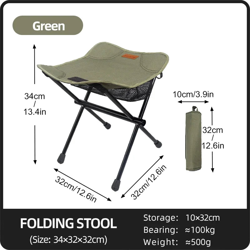 Outdoor Portable Folding Stool Aluminum Alloy Minin Storage Chair.