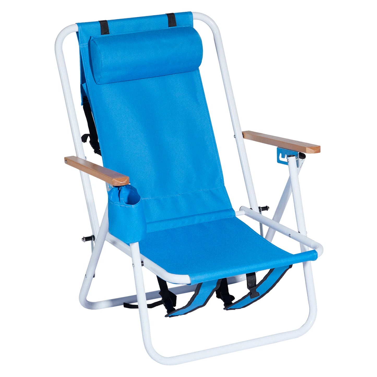 2PCS Portable High Strength Beach Chair with Adjustable Headrest,