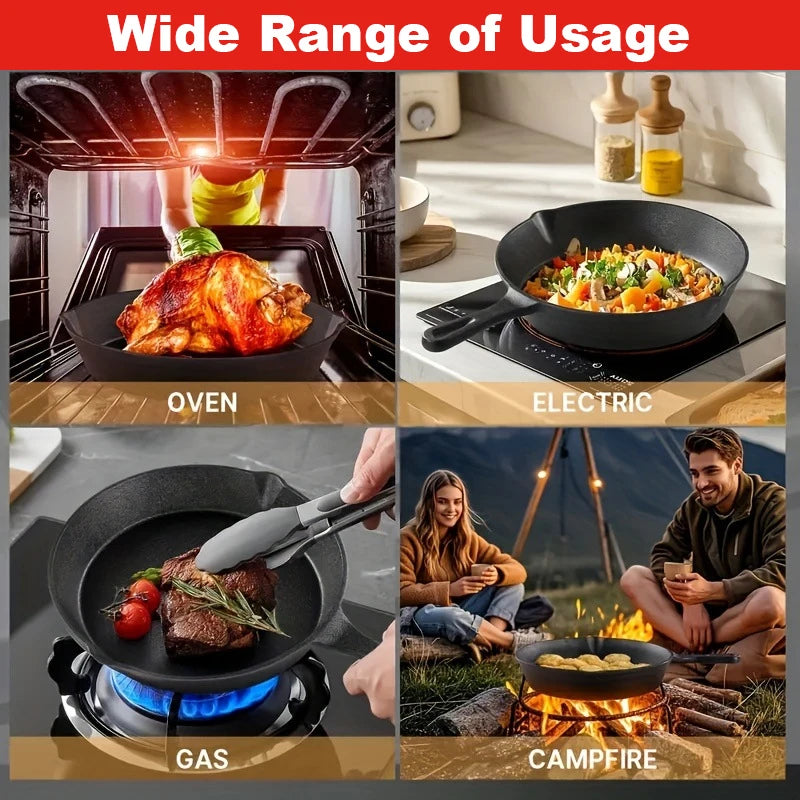 "3-piece cast iron cookware se, 6-inch/8-inch/10-inch cast iron skillets.