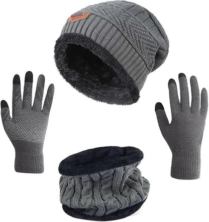 Winter Hat Scarf Gloves Slouchy Beanie Snow Knit Skull Cap for Women.