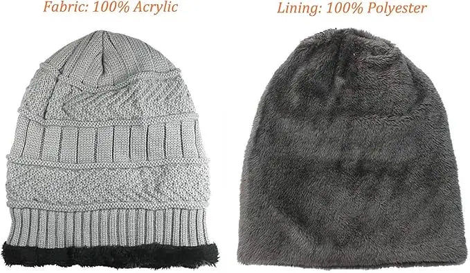 Winter Hat Scarf Gloves Slouchy Beanie Snow Knit Skull Cap for Women.