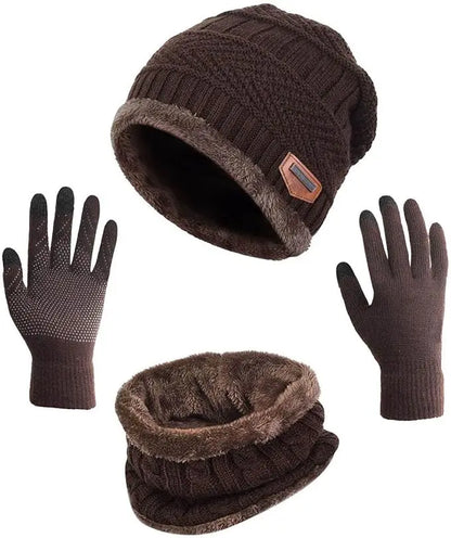 Winter Hat Scarf Gloves Slouchy Beanie Snow Knit Skull Cap for Women.