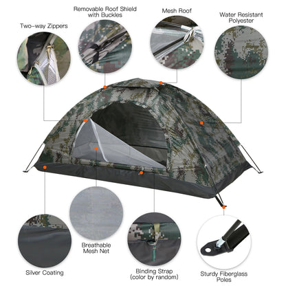 1/2 Person Ultralight Camping Tent Single Layer Portable.
