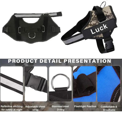 Dog Harness Vest ID Patch Customized Reflective Breathable Adjustable.