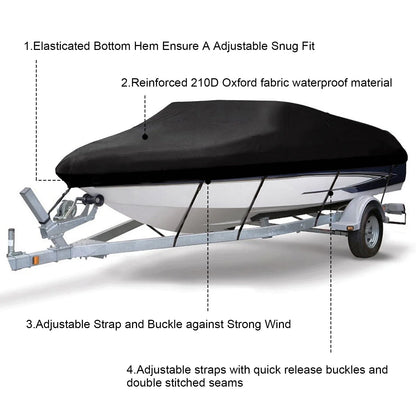 210D Trailerable Boat Cover Rain Waterproof Sunproof Snowproof All-whether.