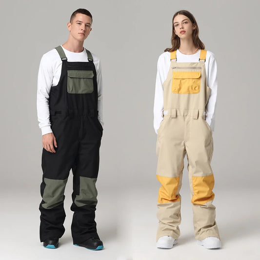 Mens Ski Pants Ski Bib Pant Overalls Women Ski Jumpsuit Winter Outdoor Windproof Waterproof.