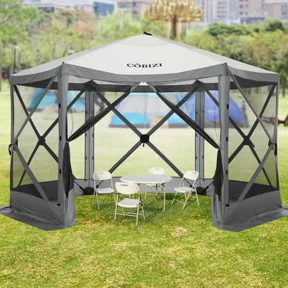 12x12ft Pop up Gazebo Screen House Tent with Mosquito Netting, 6 Sided.
