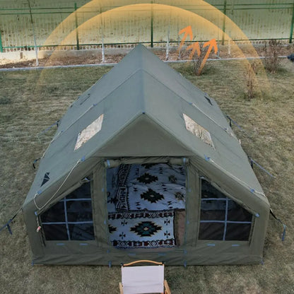 Inflatable Tent for Camping, 6-10 Person Blow up Tent Easy to Set ,Glamping with Stove Jack.