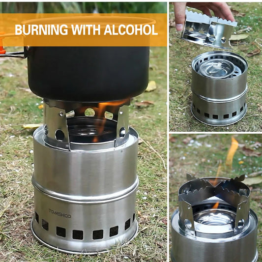 Folding Windproof Wood Burning Stove Compact Stainless Steel