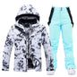 Women Ski Suit Winter Windproof Waterproof Snowboarding Jacket and Pants.