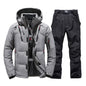 Ski Suit Men Thermal Winter Windproof Skiing Down Jacket and Bibs Pants.