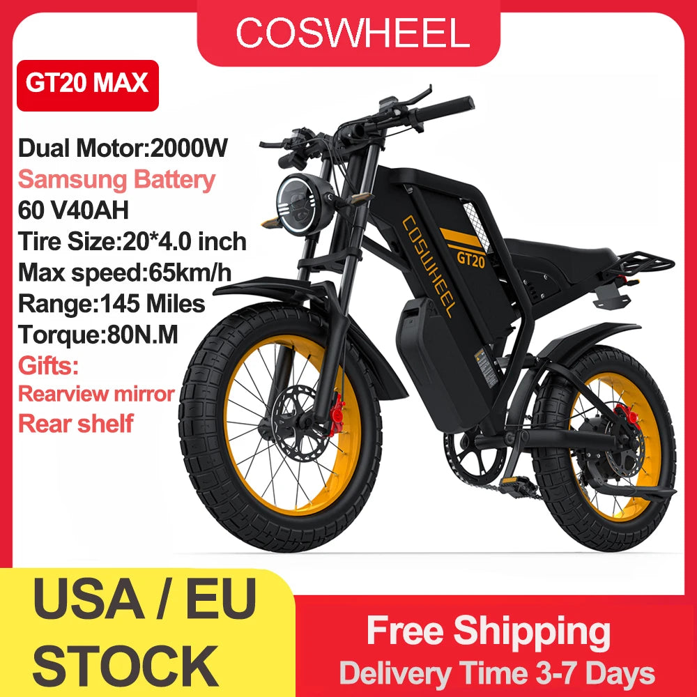 Electric bike for Adult 2000W 60V Off-Road Motorcycle 20Inch.