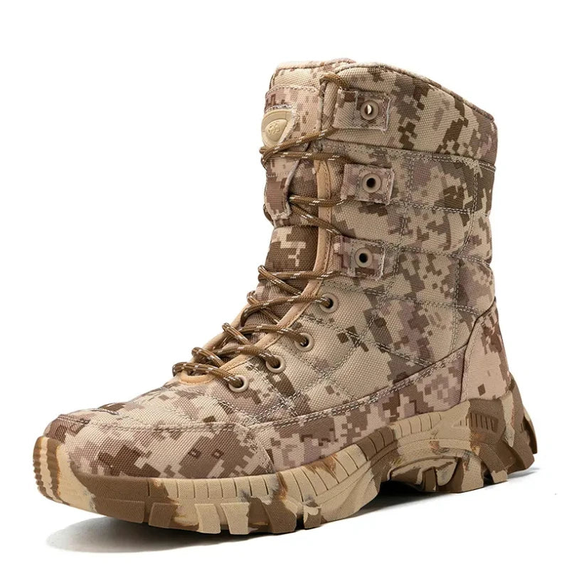 2025 Men High Top Hiking Durable  Anti-Slip Outdoor Climbing Trekking Shoe.