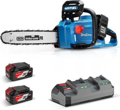 Cordless Chainsaw 16 Inch, 40V Battery Chainsaw with Tool-Free Chain Tensioning, Instant-Stop Chain Brake, Auto Oiler, Includes