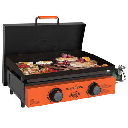 Blackstone Adventure Ready 2-Burner 22" Propane Griddle with Hard Cover in Black.