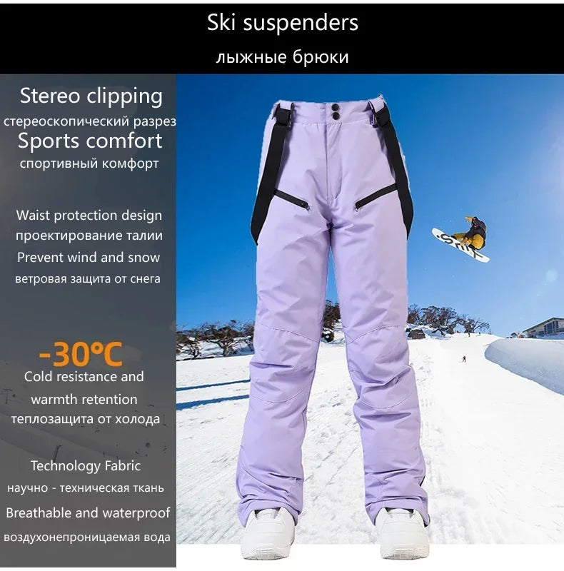 Winter Ski Suit Set -30℃ Cold Snowboard Wear Men/Women Ski Suit Waterproof.