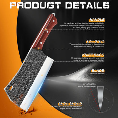 Hand Forged Hammer Meat Cleaver Sharp