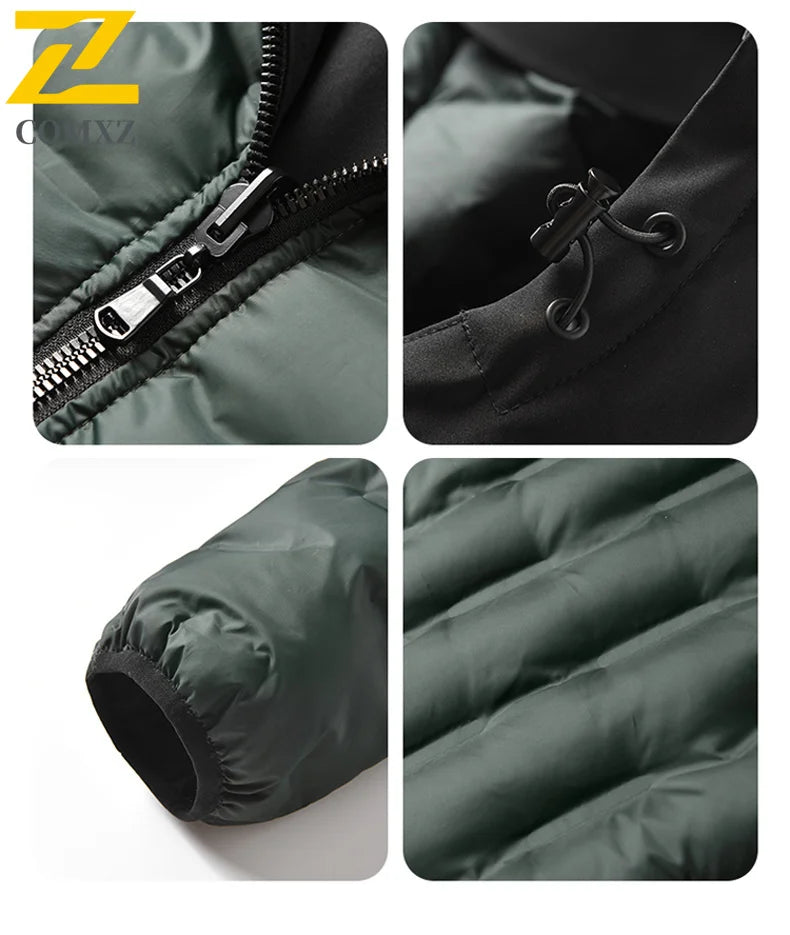 Winter Warm Padded Snow Coat Men's -20 Degree Hooded Outdoor Thick Parka.