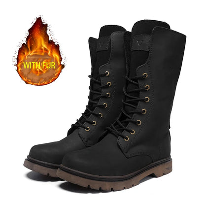 Leather Men's Hiking boots Motorcycle Boots waterproof trekking