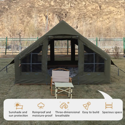 Inflatable Tent for Camping, 6-10 Person Blow up Tent Easy to Set ,Glamping with Stove Jack.
