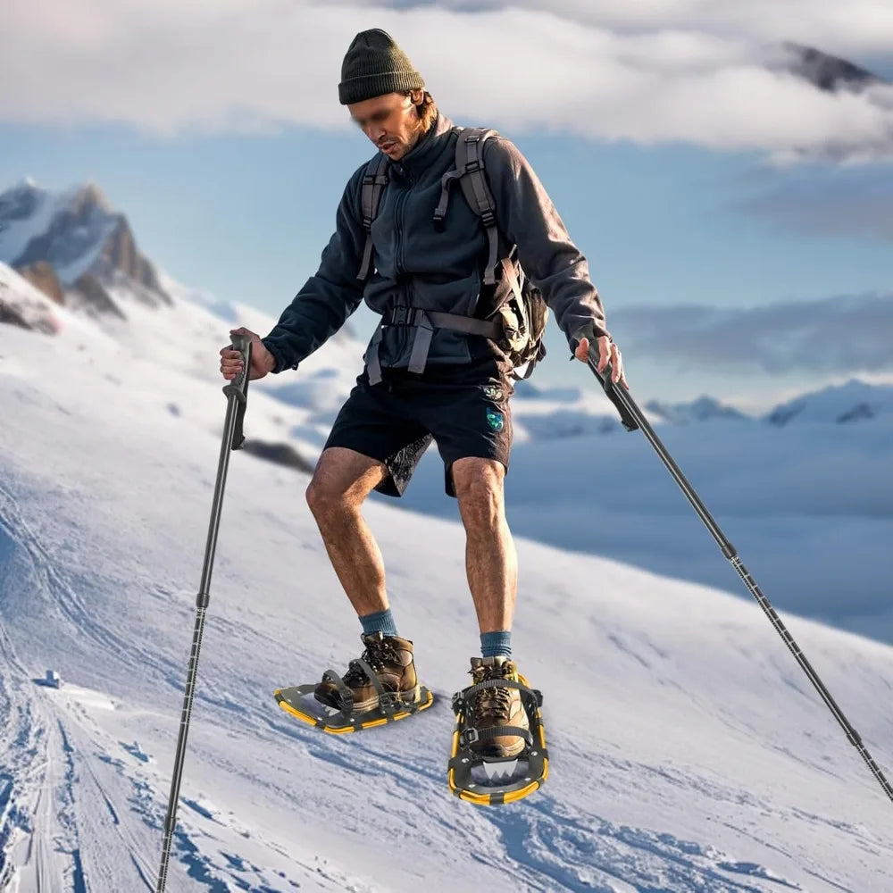 21Inch Aluminum Snowshoes with Adjustable Trekking Poles.