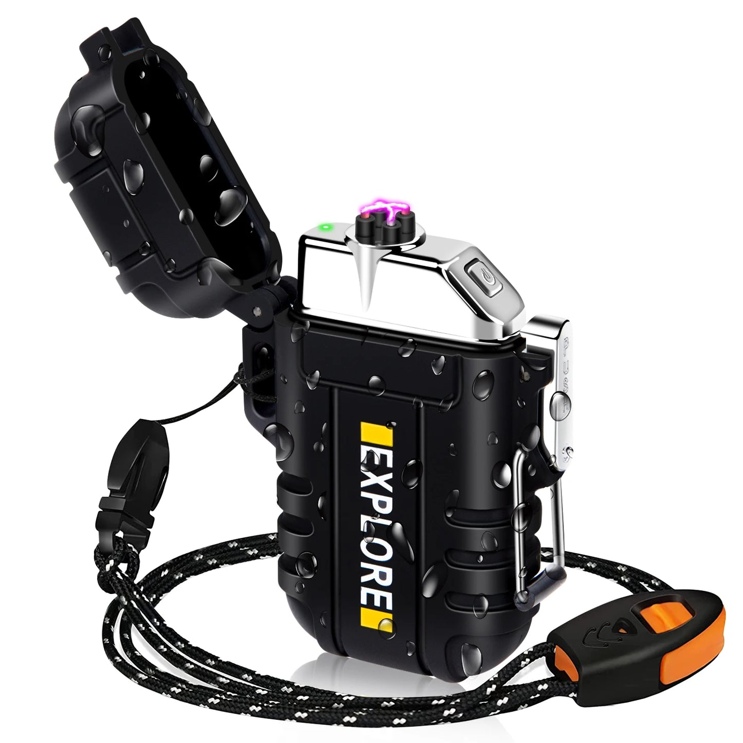 Waterproof Electric Lighter Windproof Dual Arc USB Rechargeable Flameless Plasma Lighters.