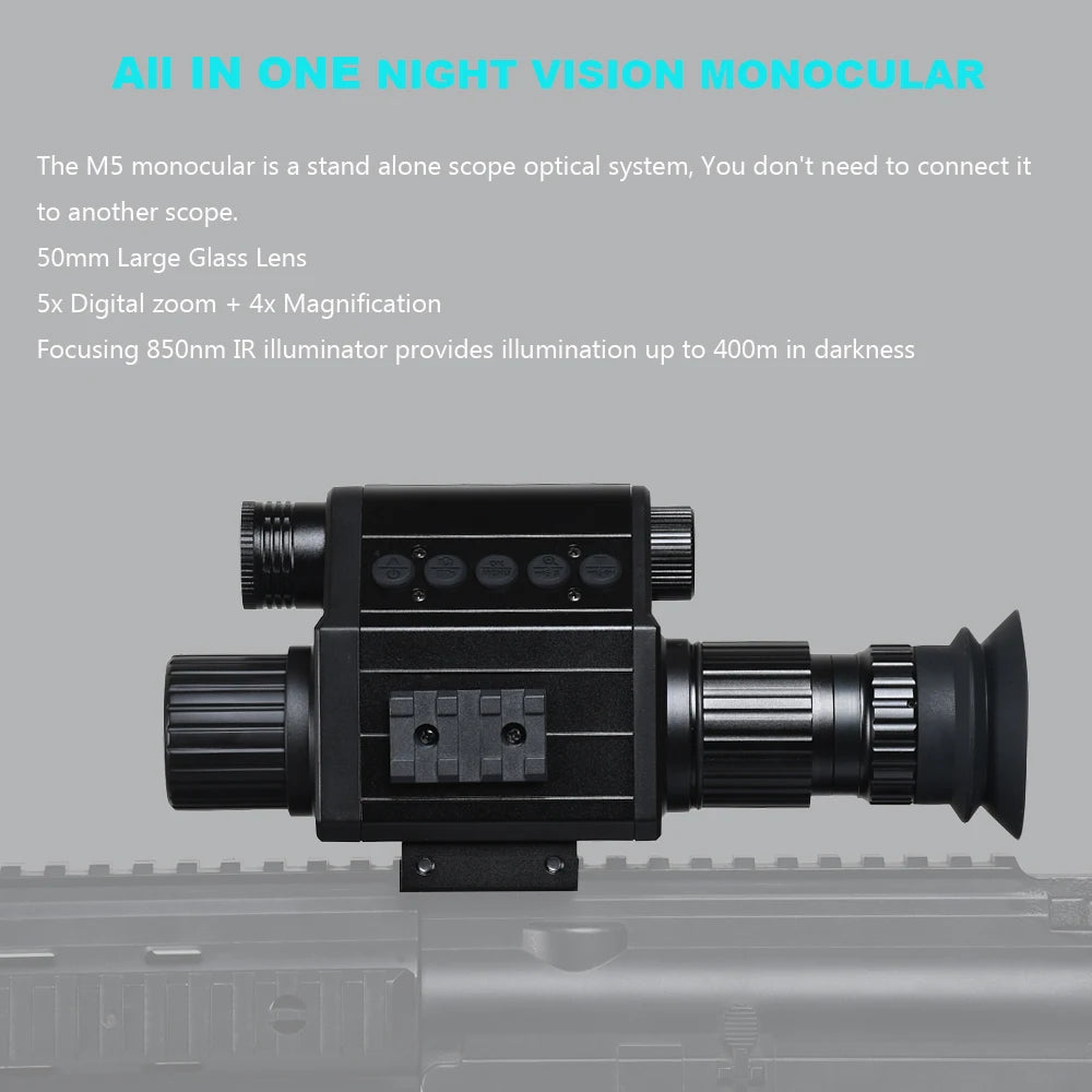 Digital Night Vision Riflescope 940nm IR Scope 5X Zoom HD 1080P Video Photo 300m.