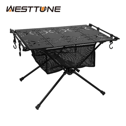 Folding Camping Table Aluminum Lightweight Portable Table with Storage Mesh Bag.