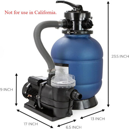 13" Sand Filter 0.75 HP Pool Pump 4 Way Valve  10,000 Gallons, 2400GPH 1-1/4"NPT.