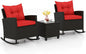 3 Piece Patio Furniture Rocking Bistro Set, Wicker.