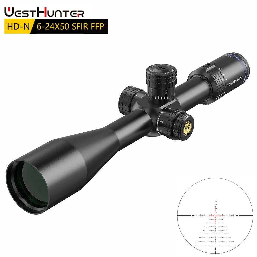 6-24X50 Scope First Focal Plane Riflescope 1/10MIL Red Illumination,