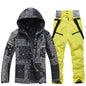 Winter Ski Suit Set -30℃ Cold Snowboard Wear Men/Women Ski Suit Waterproof.