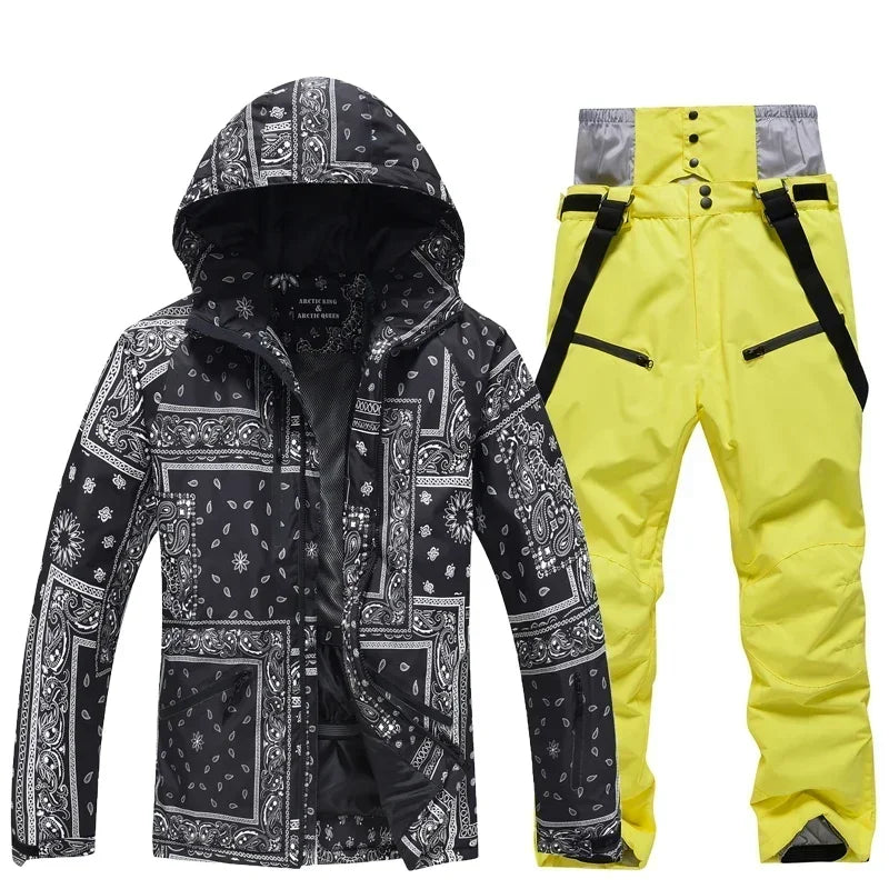 Winter Ski Suit Set -30℃ Cold Snowboard Wear Men/Women Ski Suit Waterproof.