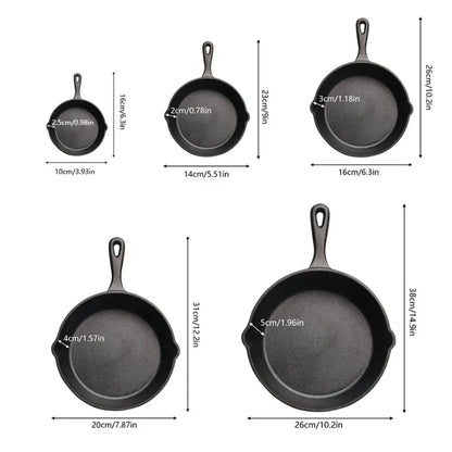 3PCS\4PCS\5pcs Cast Iron Skillet Set 6 Inch/8 Inch/10 Inch Cast Iron Frying Pan.