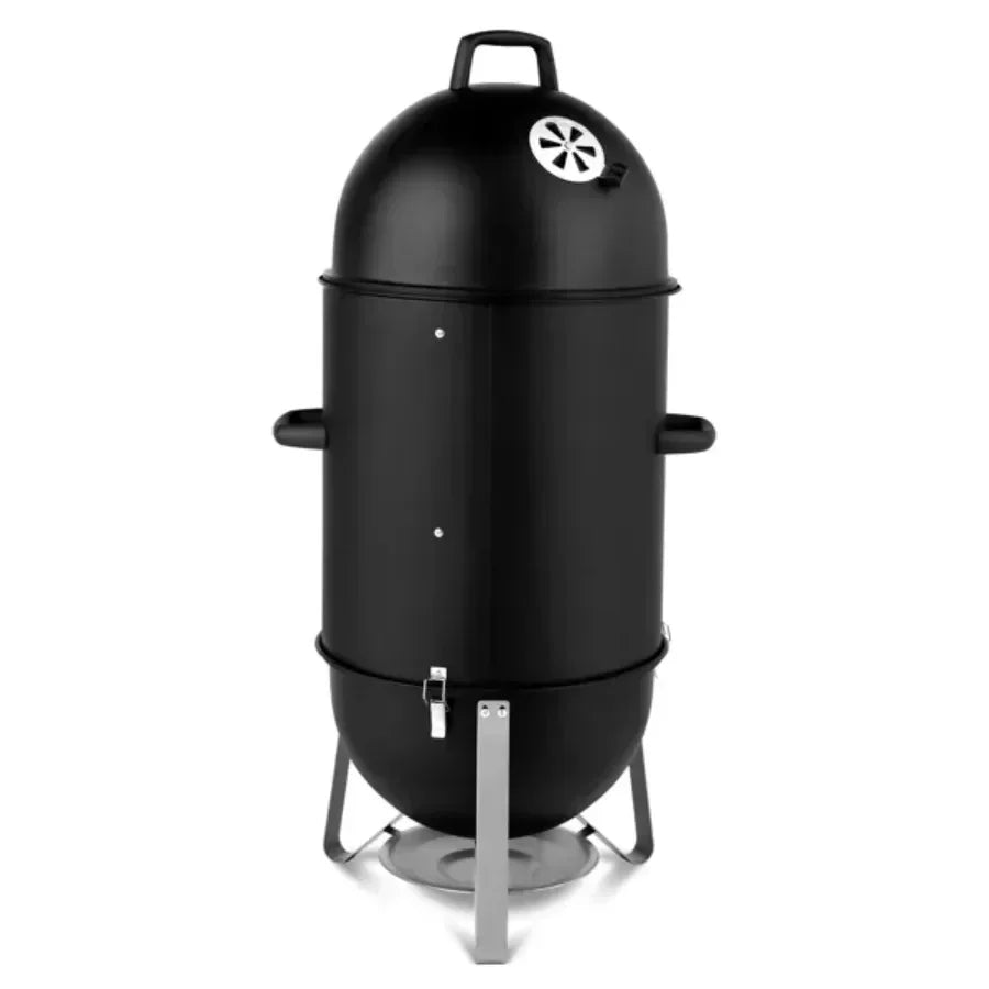 Vertical Steel Charcoal Smoker Heavy Duty Three Layer Round BBQ Grill.