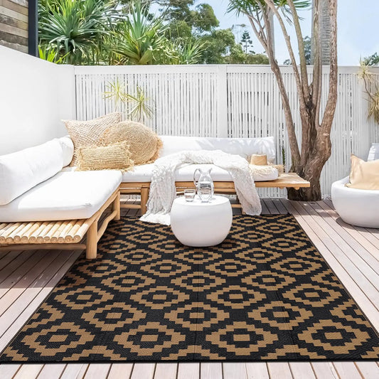 Outdoor Rug Plastic Straw Rug Waterproof Rug Reversible Outdoor Floor Mat.